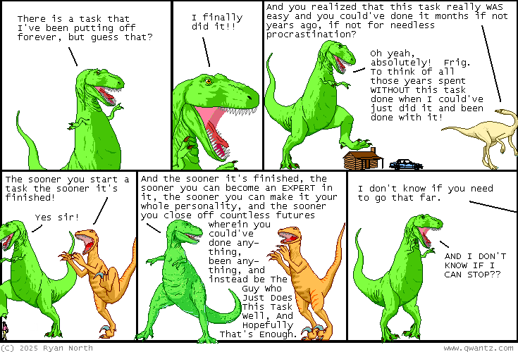 nevermind, i just realized google has almost a decade of map data for everyone who once turned location sharing on, look forward for a fun app that tells you where you and your sweetie happened to coexist before you met each other in a few years tops
Dinosaur Comics image