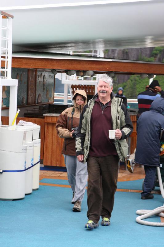 2012-06-20 06:04:41 ** Alaska, Brook, Chris, Cruise, Tracy Arm ** Chris and Brook with their coffee are ready to watch some whales.