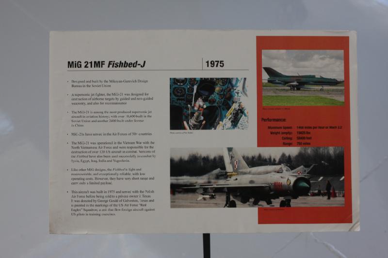 2011-03-26 15:24:31 ** Evergreen Aviation & Space Museum ** Description of the MiG-21MF Fishbed-J.