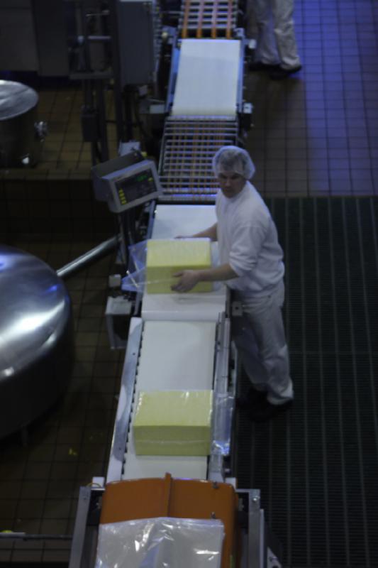 2011-03-25 15:53:37 ** Tillamook Cheese Factory ** 40 pounds blocks of fresh cheese.