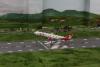 Start of an Air Berlin plane with the aid of metal sticks in the runway.