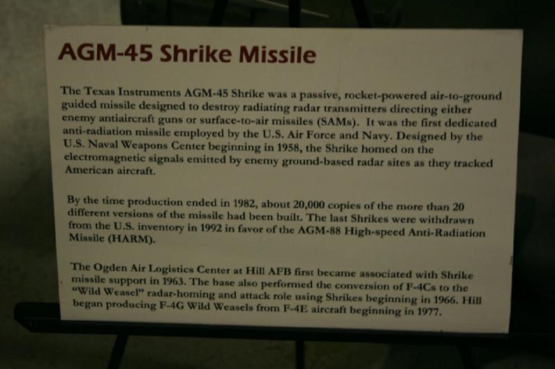 2007-04-08 13:02:26 ** Air Force, Hill AFB, Utah ** Description of the AGM-45 Shrike Missile.