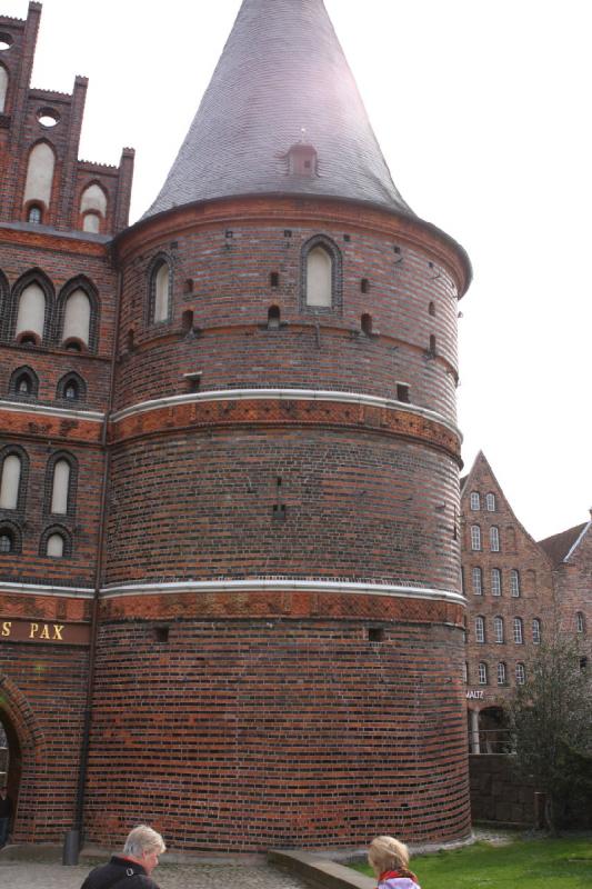 2010-04-08 11:07:56 ** Germany, Lübeck ** The right tower of the Lübeck Holsten Gate.