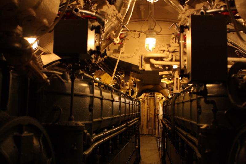 2014-03-11 10:16:13 ** Chicago, Illinois, Museum of Science and Industry, Submarines, Type IX, U 505 ** Diesel engine room of U-505.