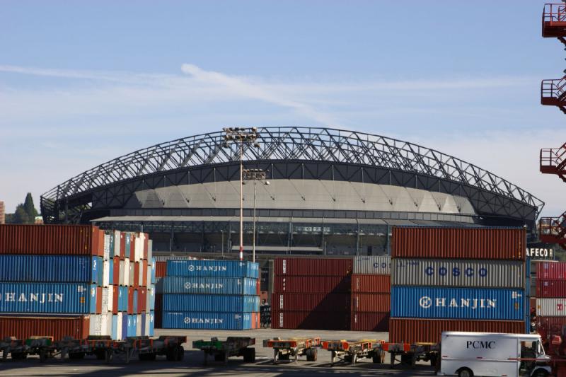 2007-09-01 14:23:50 ** Seattle ** Containers and 'Safeco Field' in the background.