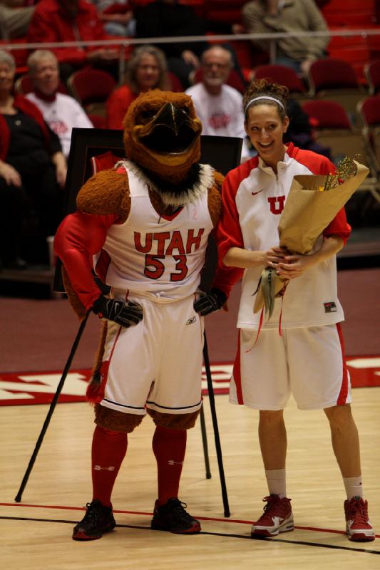 2010-03-06 14:51:47 ** Basketball, Colorado State Rams, Sasha McKinnon, Swoop, Utah Utes, Women's Basketball ** Sasha McKinnon with the mascot.