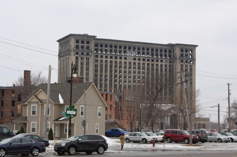 2014-03-08 13:22:07 ** Detroit, Michigan ** The former train station as seen from Michigan Avenue.
