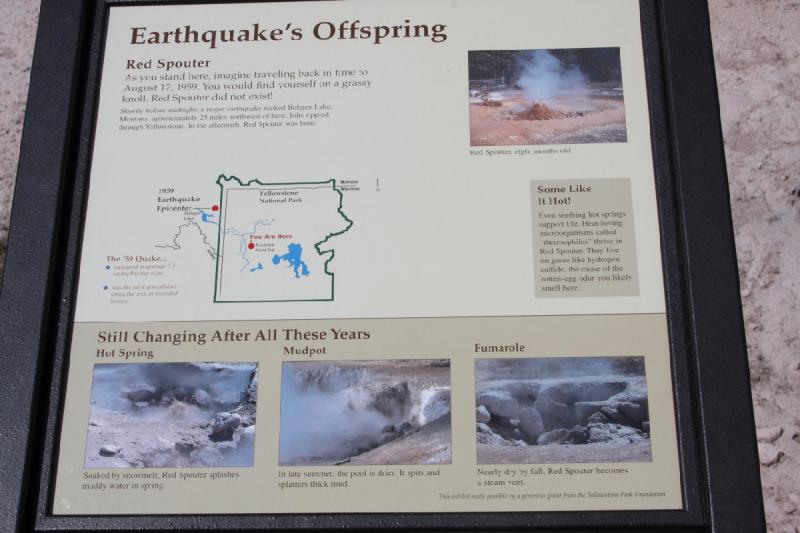 2009-08-03 10:41:53 ** Yellowstone National Park ** Description of how 'Red Spouter' came to being in 1959 after an earthquake.
