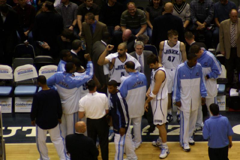 2008-03-03 19:09:24 ** Basketball, Utah Jazz ** The Jazz players in their corner.