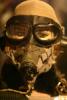 Ausrüstung der britischen Royal Air Force im Zweiten Weltkrieg. Helm Typ "D" mit Kopfhörern, Schutzbrille Nachttraining Typ 22C / 1940, Sauerstoffmaske Typ "G" mit Mikrofon und Schlauch.