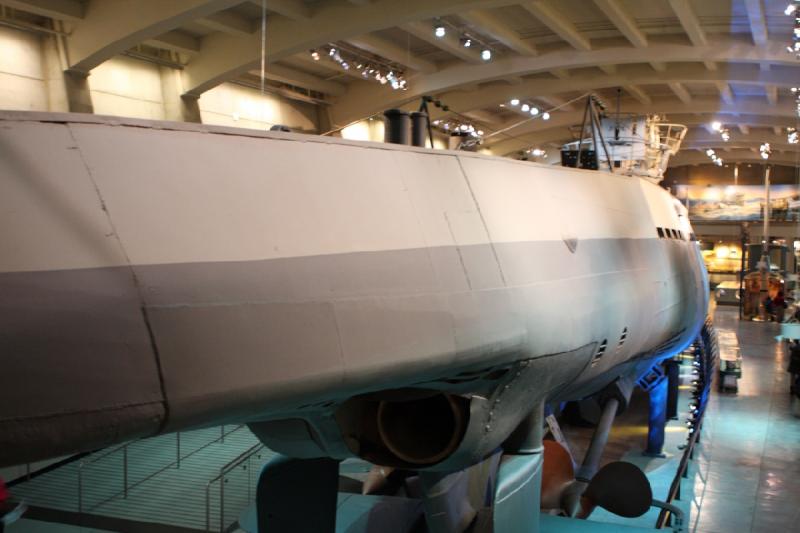 2014-03-11 09:41:35 ** Chicago, Illinois, Museum of Science and Industry, Submarines, Type IX, U 505 ** View of U-505 from the stern.