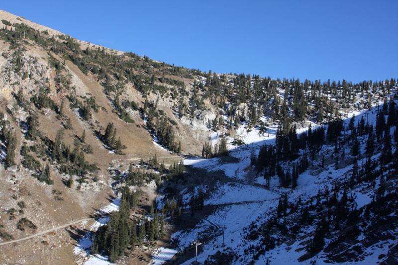 2008-10-25 16:33:08 ** Little Cottonwood Canyon, Snowbird, Utah ** Der Fußweg zum 'Hidden Peak'.