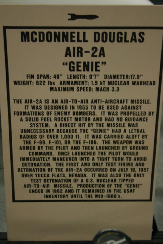 2007-04-08 12:52:40 ** Air Force, Hill AFB, Utah ** Description of the McDonnell-Douglas AIR-2A 'Genie'.