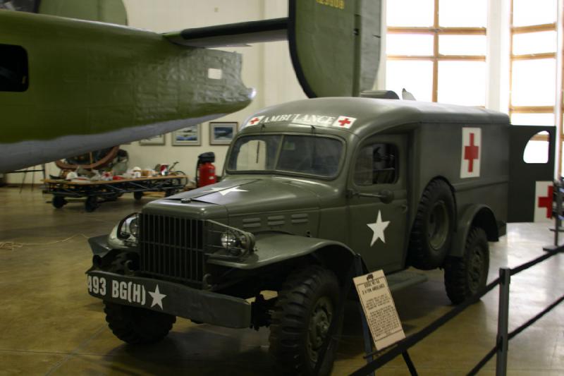 2007-04-01 15:37:22 ** Air Force, Hill AFB, Utah ** Dodge WC-54 3/4 ton Ambulance in one of the corners of the hangar.