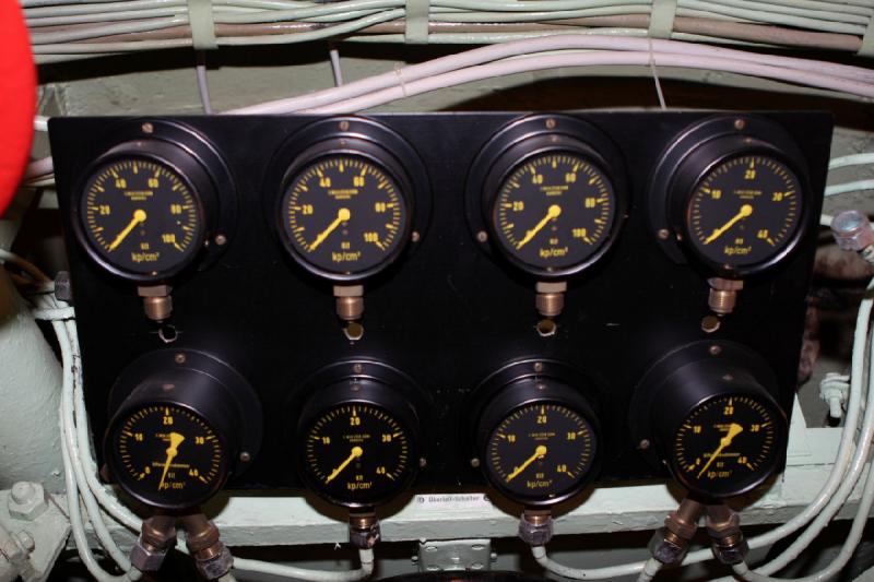 2010-04-15 15:55:56 ** Bremerhaven, Germany, Submarines, Type XXI, U 2540 ** Gauges in the electric engine room.