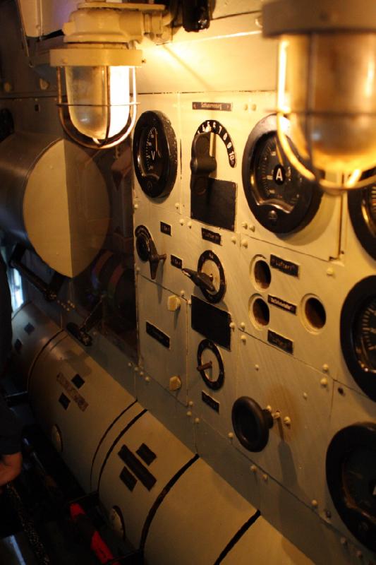 2014-03-11 10:16:24 ** Chicago, Illinois, Museum of Science and Industry, Submarines, Type IX, U 505 ** Gauges and controls of the electric engines.