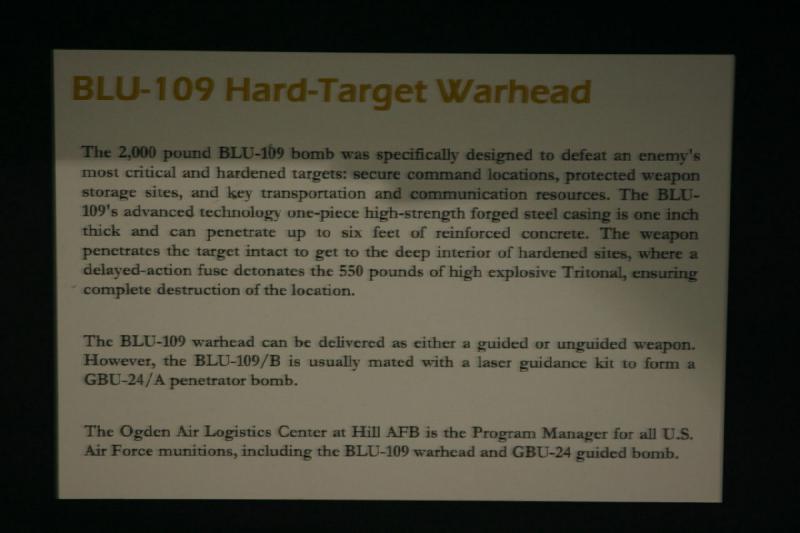 2007-04-08 13:11:10 ** Air Force, Hill AFB, Utah ** Description of the BLU-109 warhead for use against hard targets.