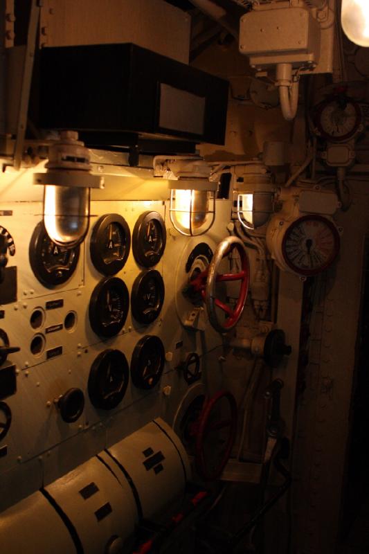 2014-03-11 10:15:32 ** Chicago, Illinois, Museum of Science and Industry, Submarines, Type IX, U 505 ** Controls for the electric engine.