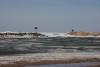 The ice of Lake Michigan got pushed up at the harbor entrance of New Buffalo.