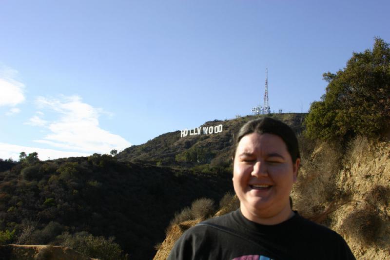 2007-10-12 16:26:46 ** California, Erica ** Erica and the Hollywood sign.