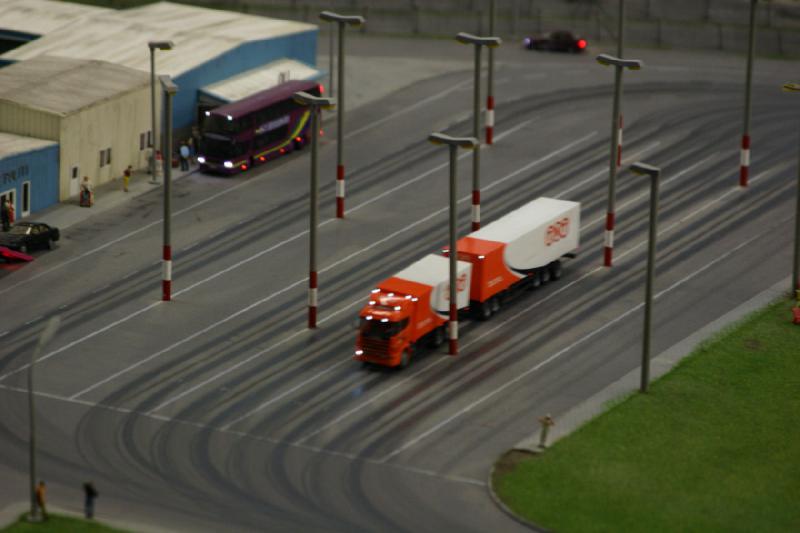 2006-11-25 09:55:24 ** Germany, Hamburg, Miniature Wonderland ** Big truck traffic. One can tell with the tire marks.
