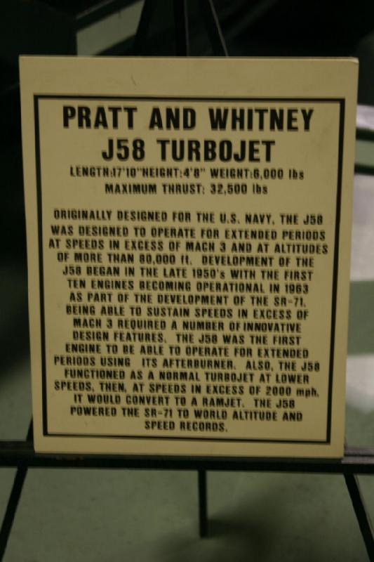 2007-04-08 13:59:46 ** Air Force, Hill AFB, Utah ** Description of the Pratt & Whitney J58 Turbojet engine that is used in the SR-71.