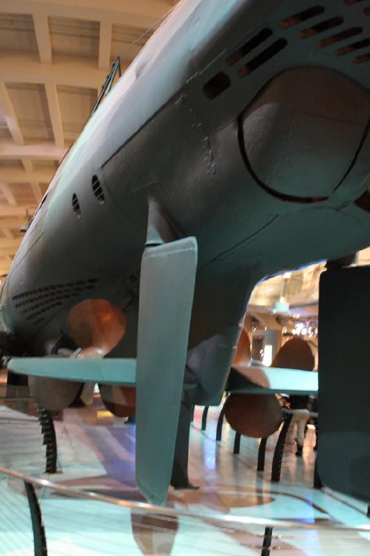 2014-03-11 09:44:41 ** Chicago, Illinois, Museum of Science and Industry, Submarines, Type IX, U 505 ** Screws and rudder at the stern of U-505.